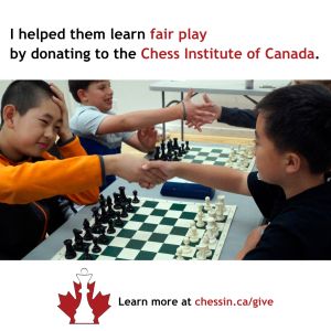 boys shaking hands over a game of chess