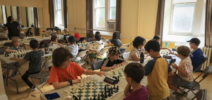 Students playing chess at PA Day camp